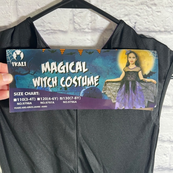 NEW Magical Witch Costume with Hat Headband Girls 7-8 Years - Picture 10 of 11